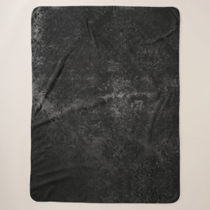 Velvety Onyx Damask Black Vampy Grunge Baroque Sherpa Blanket