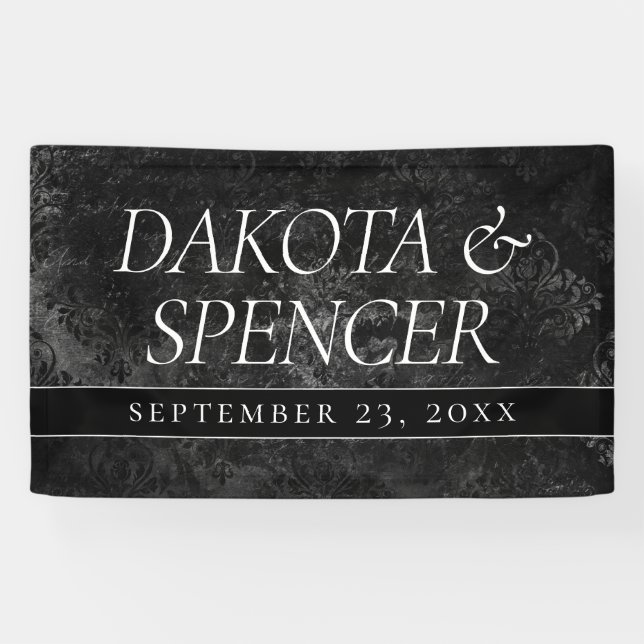 Velvety Onyx Damask | Black Vampy Grunge Custom Banner (Horizontal)