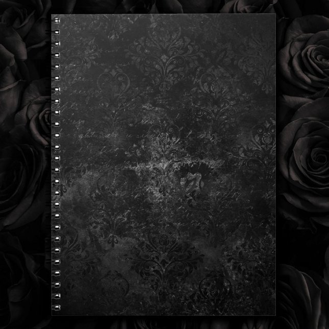 Velvety Onyx Damask | Black Vampy Grunge Floral Notebook (Creator Uploaded)
