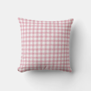 Velvety Pink and White Gingham Charm Cushion