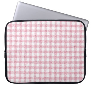 Velvety Pink and White Gingham Charm Laptop Sleeve