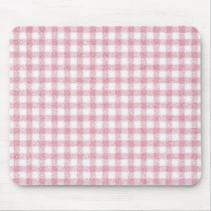 Velvety Pink and White Gingham Charm Mouse Pad