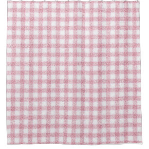 Velvety Pink and White Gingham Charm Shower Curtain