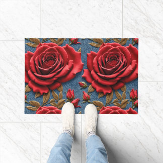 Velvety Red Roses Doormat