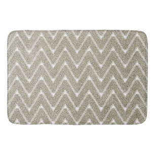 Velvety Sand Brown Chevron Pattern Bath Mat