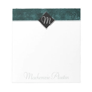 Velvety Teal Damask   Dark Green Grunge Baroque Notepad