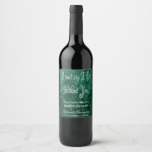 Velvety Teal Damask   Dark Green Grunge Baroque Wine Label