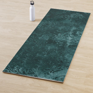 Velvety Teal Damask   Dark Green Grunge Baroque Yoga Mat