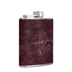 Velvety Wine Damask   Bordeaux Sangria Grunge Glam Hip Flask