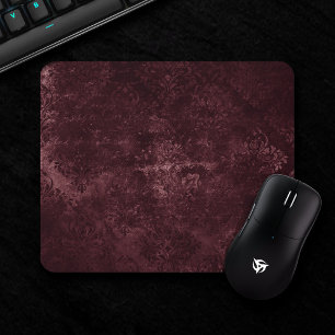 Velvety Wine Damask Bordeaux Sangria Grunge Glam Mouse Pad