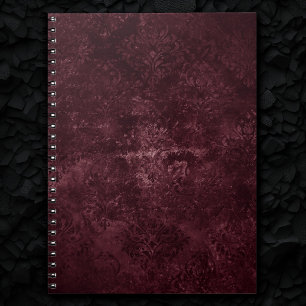 Velvety Wine Damask Bordeaux Sangria Grunge Glam Notebook