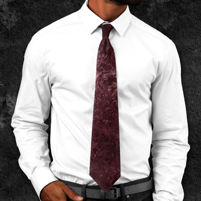 Velvety Wine Damask | Bordeaux Sangria Grunge Glam Tie (Creator Uploaded)