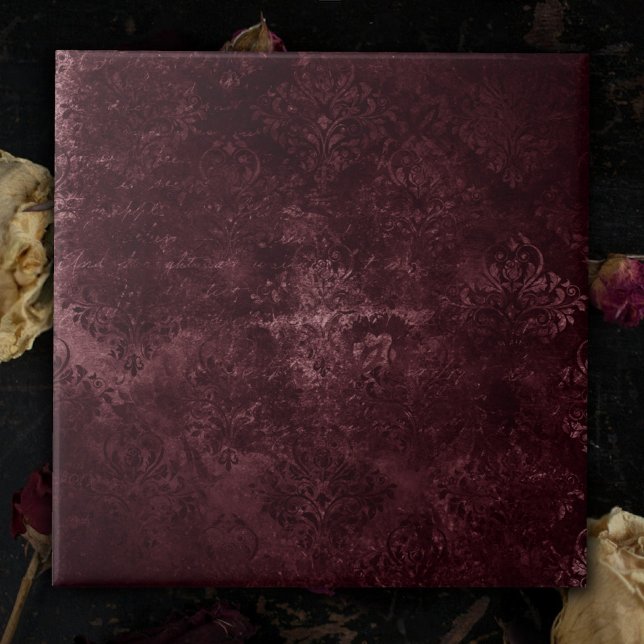 Velvety Wine Damask | Bordeaux Sangria Grunge Glam Tile (Creator Uploaded)