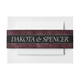 Velvety Wine Damask Maroon Merlot Grunge Baroque Invitation Belly Band