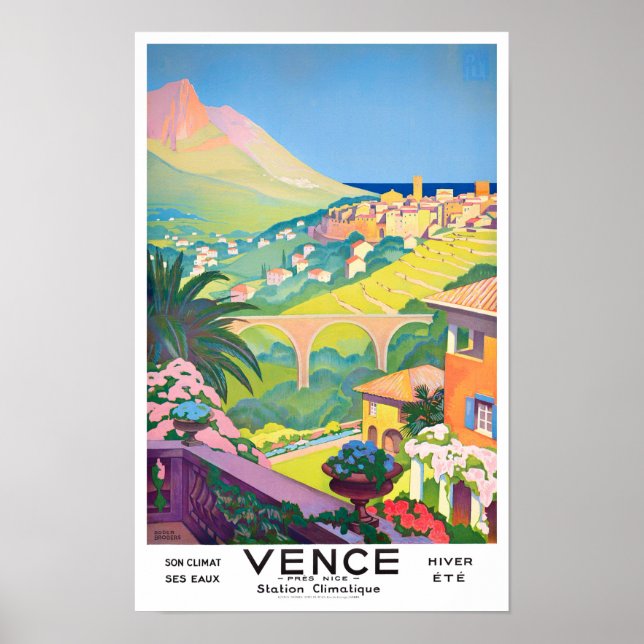 Vence France vintage travel Poster (Front)