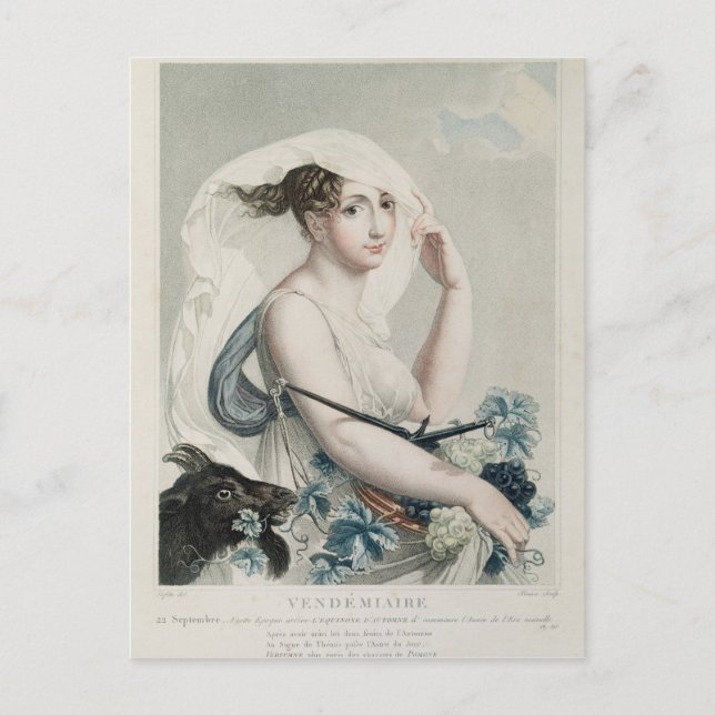 Vendemiaire , first month of Republican Calendar Postcard (Front)