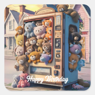 Vending machine filled with teddy Bears  Square Sticker