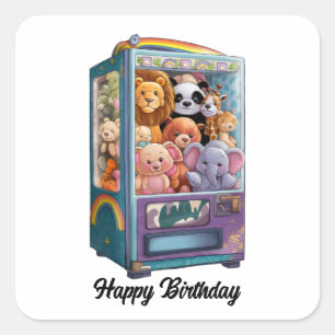 vending machine full of teddy bears square sticker