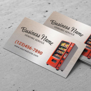 Vending Machines Service Modern Metal Background Business Card