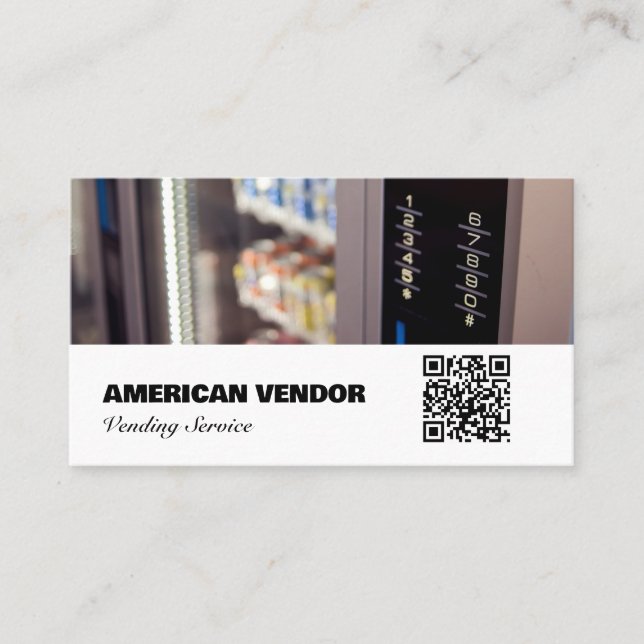 Vending Service QR Code Vendor Food Snack Business Card (Front)