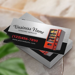 Vending Service Snack Vendors Modern Metal Business Card