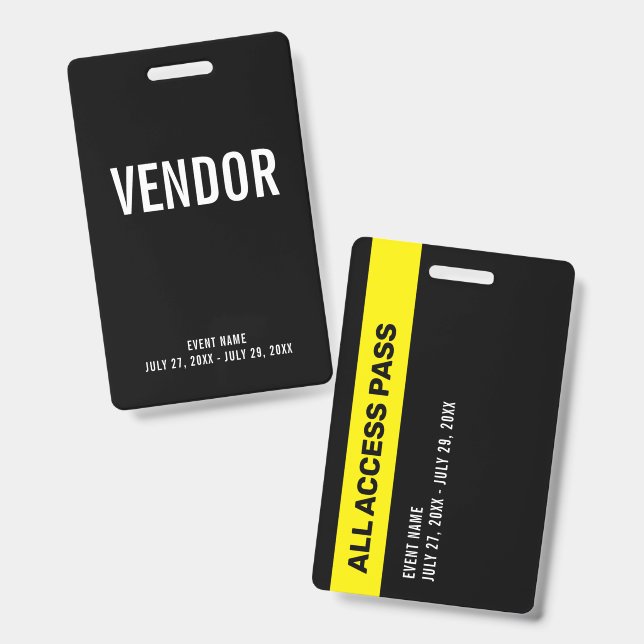 Vendor All Access Pass Event ID Badge (Front & Back)