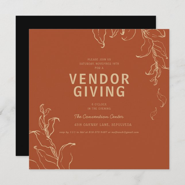 Vendor | Thanksgiving Party Invitation (Front/Back)