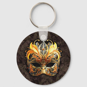 Venecian Masquerade Golden Mask Key Ring