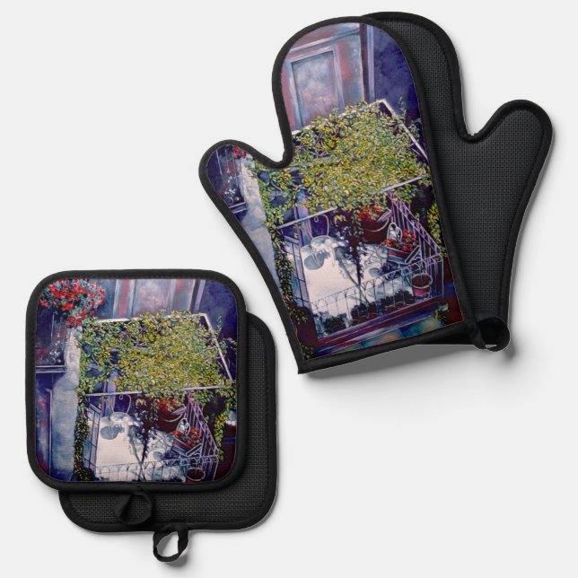 Venetian Afternoon Oven Mitt & Pot Holder Set (Front/Back)