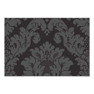 Venetian Damask, Ornaments, Swirls - Grey Black Photo Print