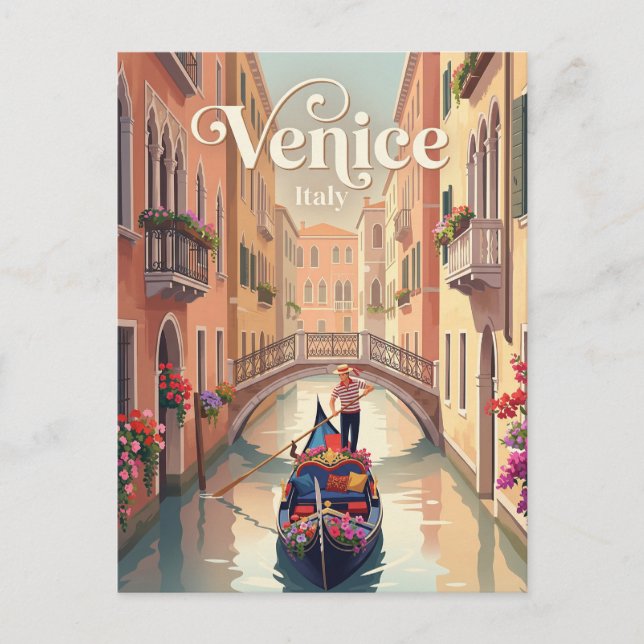 Venetian Gondola Ride Italy Postcard (Front)