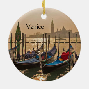 Venetian Gondolas Venice Italy Waterfront Ceramic  Tree Decoration