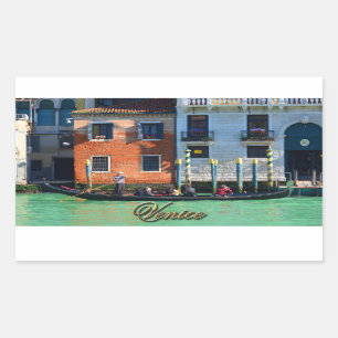 Venetian gondolier rectangular sticker