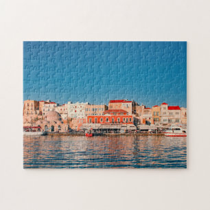 Venetian harbour in Chania at blue hour, Crete,  Jigsaw Puzzle