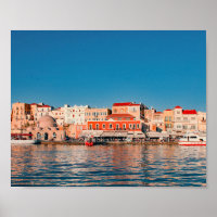 Venetian harbour in Chania at blue hour, Crete,
