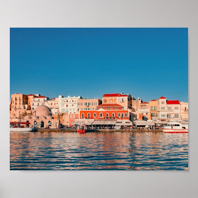 Venetian harbour in Chania at blue hour, Crete,   Poster (Front)