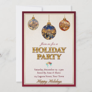 Venetian Holiday Party Invitation Murano Gold Ruby
