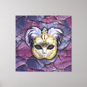 Venetian Mask with Lavender Feathers Canvas Print