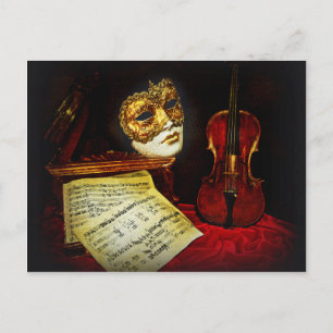 Venetian Masks collection - Musical night Postcard