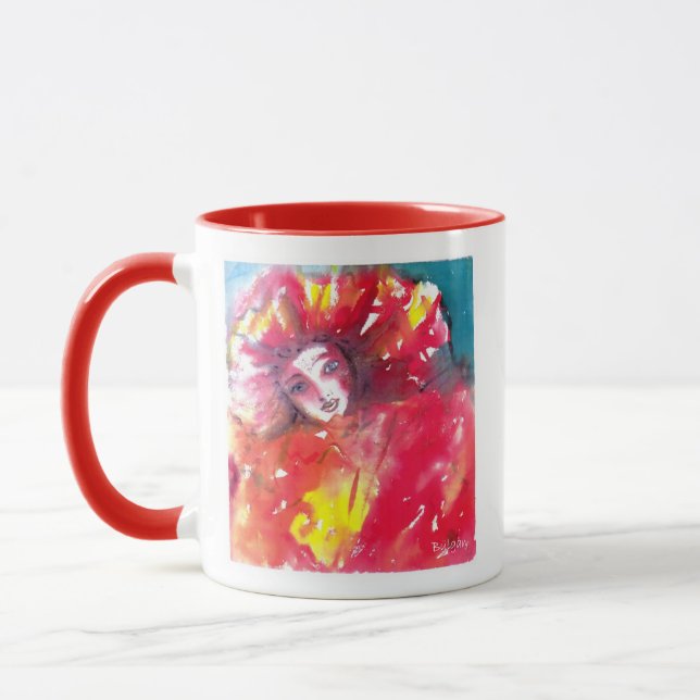 VENETIAN MASQUERADE FACES - CARNIVAL MASK IN RED MUG (Left)