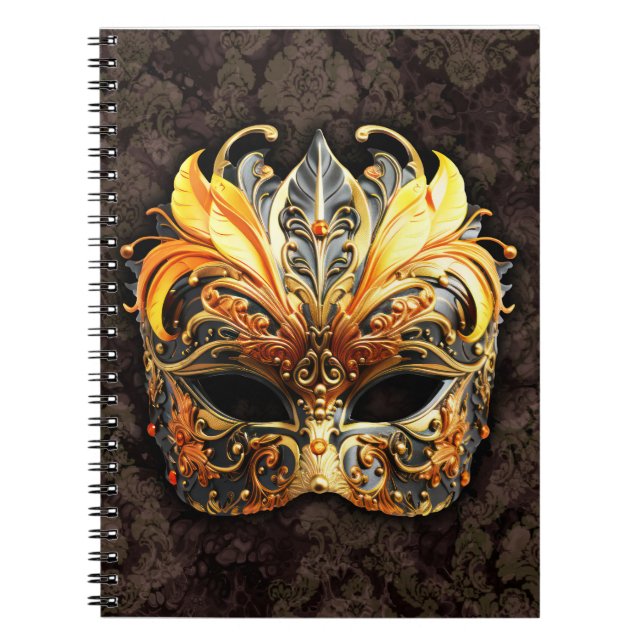 Venetian Masquerade Golden Mask Notebook (Front)