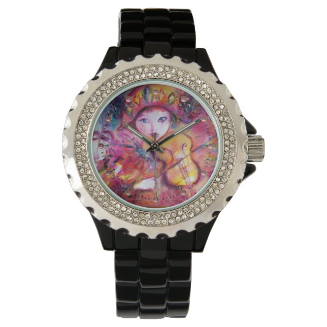 VENETIAN MASQUERADE / HARLEQUIN PLAYING VIOLIN WATCH (Front)