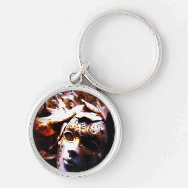 Venetian Masquerade Mask Round Keychain (Front)