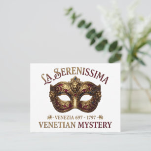 Venetian Masquerade: The Golden 40th Anniversary Invitation Postcard
