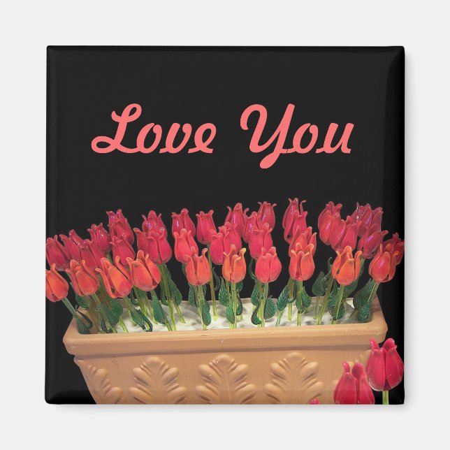 Venetian Murano Glass Roses Magnet (Front)
