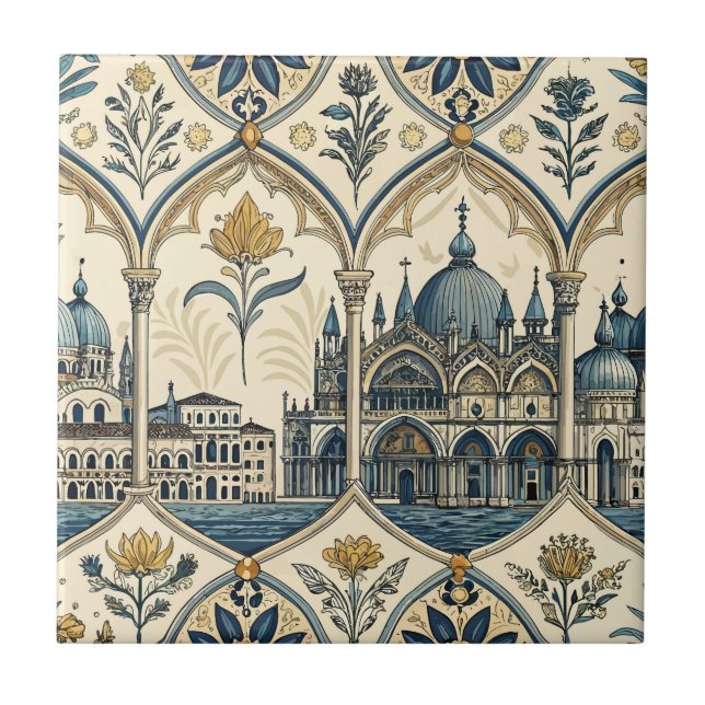 Venetian Style Ceramic Tile | Luxury Italian Baroq (Front)