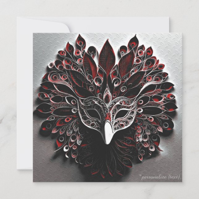Venetian turkey mask red. card (Front)