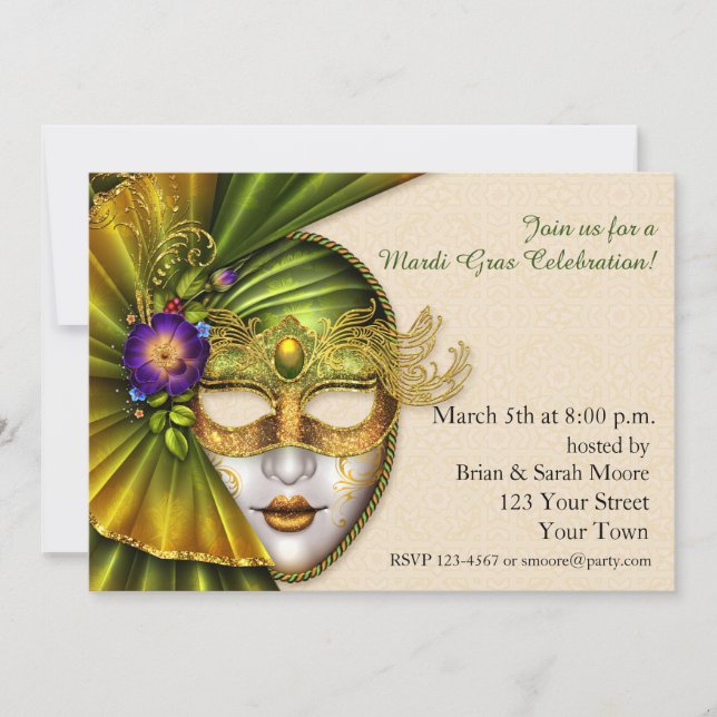 Venetion Mask, Masquerade Invitation (Front)