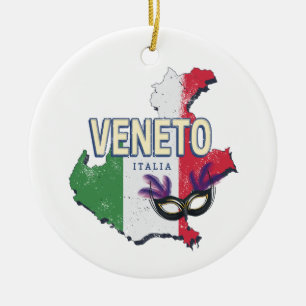 Veneto Italy Retro Region Map Vintage Souvenir Ceramic Tree Decoration