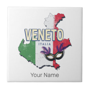 Veneto Italy Retro Region Map Vintage Souvenir Tile